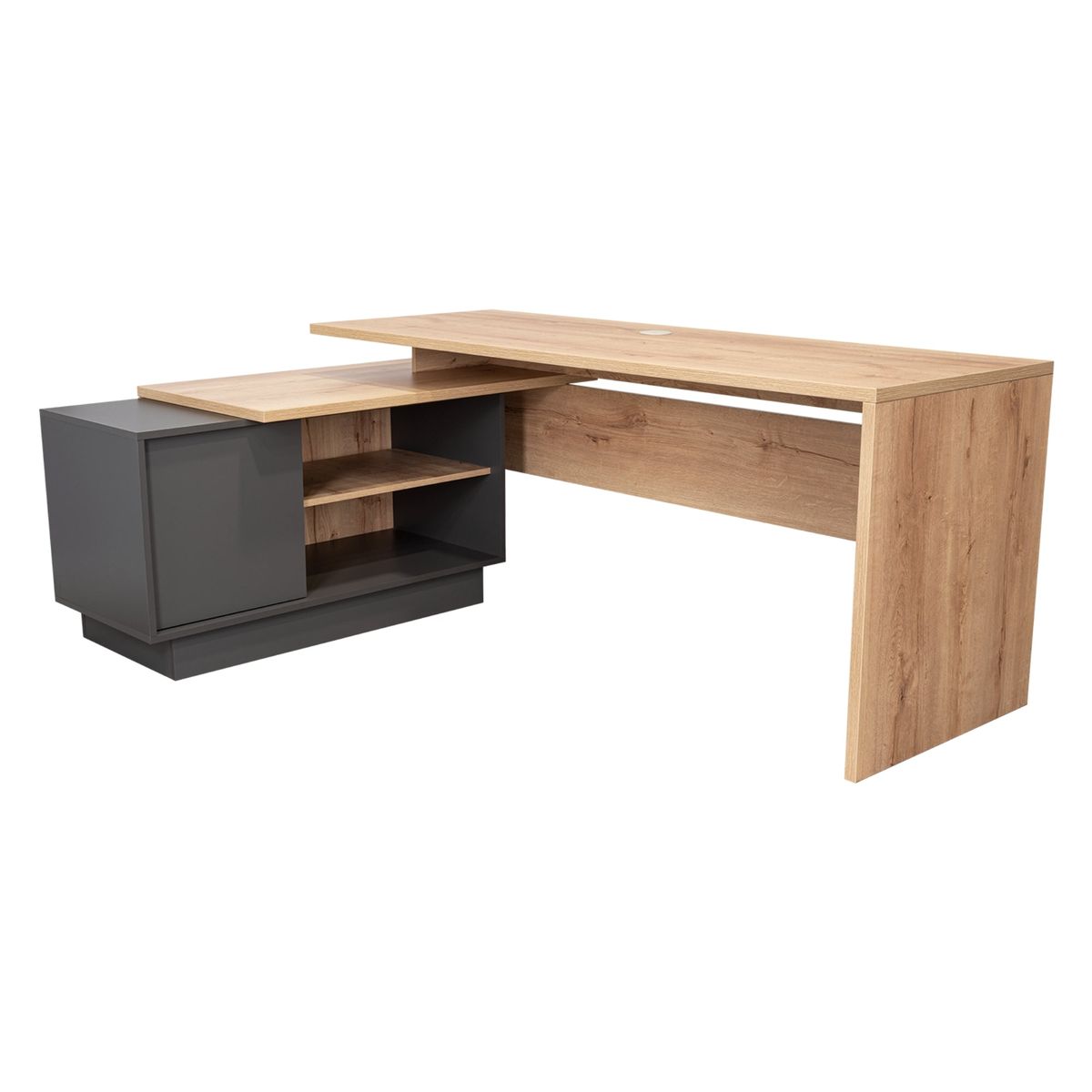 TUHOME - Escritorio En L 1 Puerta Office W-179 Duna Y Plomo