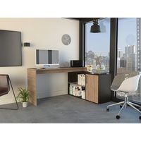 Escritorio En L Bilbao Miel Y Wengue 76.5X151.5X116.5 Cm