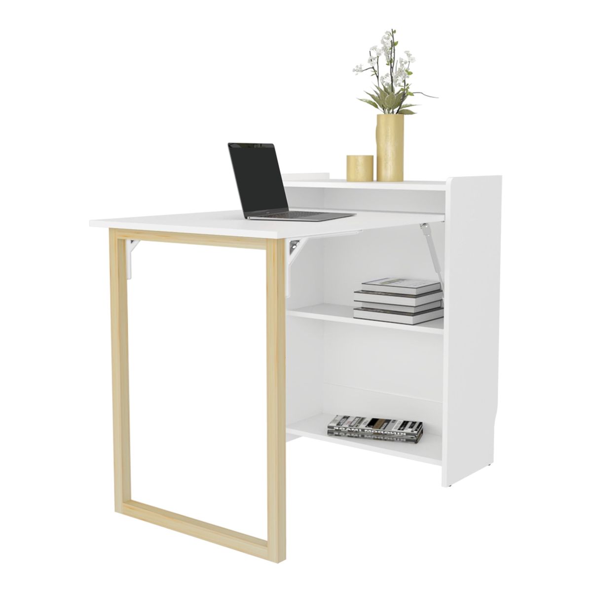 TUHOME - Escritorio Plegable Lesli Blanco 85.6X101X63.6 Cm