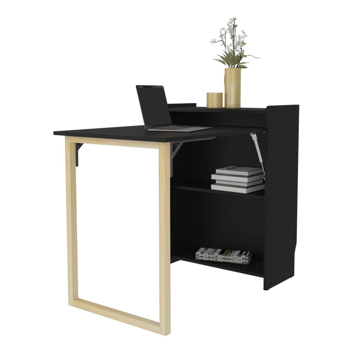 TUHOME - Escritorio Plegable Lesli Wengue 85.6X101X63.6 Cm