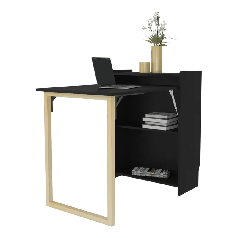 TUHOME - Escritorio Plegable Lesli Wengue 85.6X101X63.6 Cm
