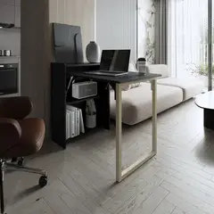 TUHOME - Escritorio Plegable Lesli Wengue 85.6X101X63.6 Cm