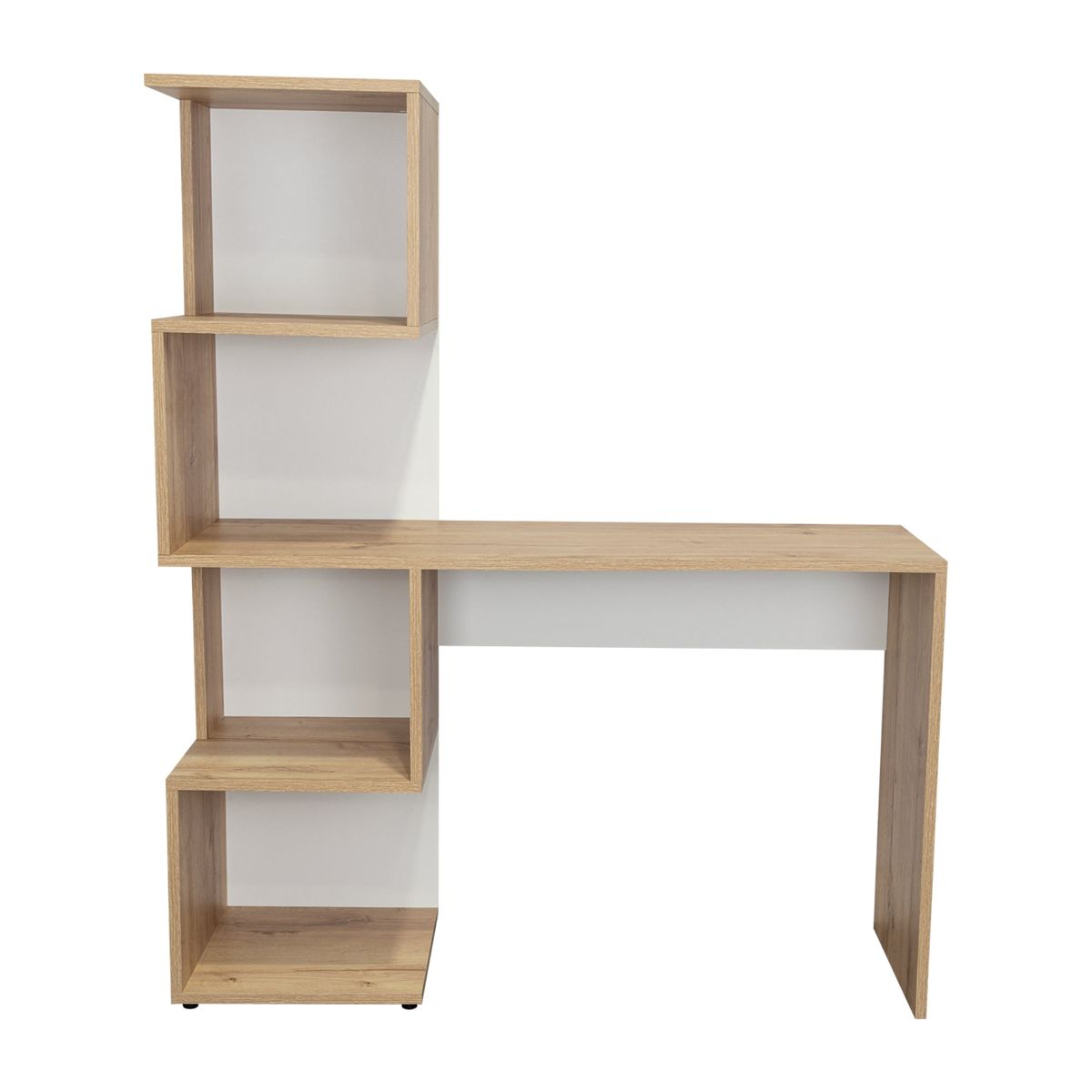 TUHOME - Escritorio Con Bibloteca Danis 142.6X120X41.8 Cm Duna Y Blanco