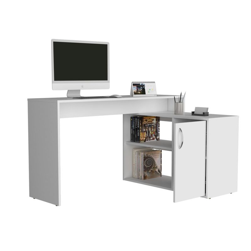 TUHOME - Escritorio En L 1 Puerta 71X125X90 Cm Eco Blanco