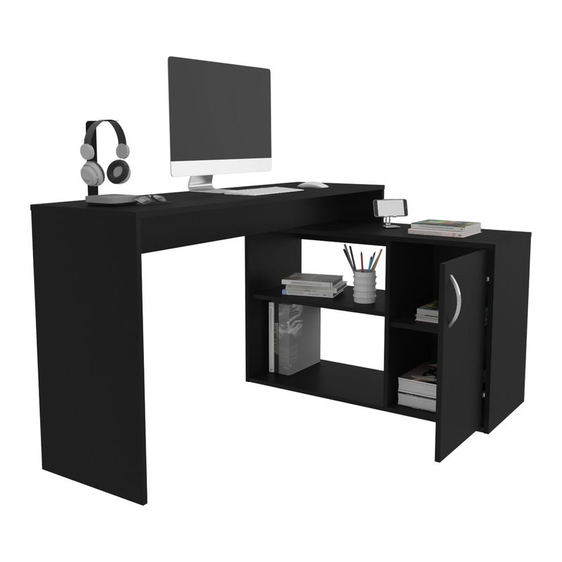 TUHOME - Escritorio En L 1 Puerta 71X125X90 Cm Eco Wengue