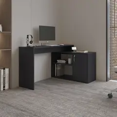 TUHOME - Escritorio En L 1 Puerta 71X125X90 Cm Eco Wengue