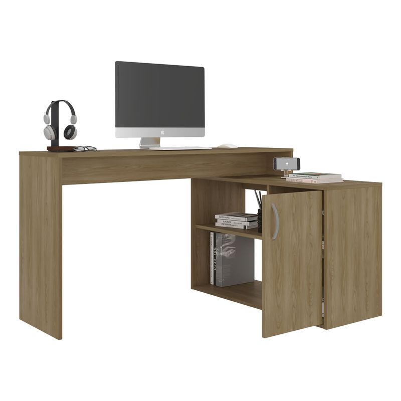 TUHOME - Escritorio En L 1 Puerta 71X125X90 Cm Eco Fresno