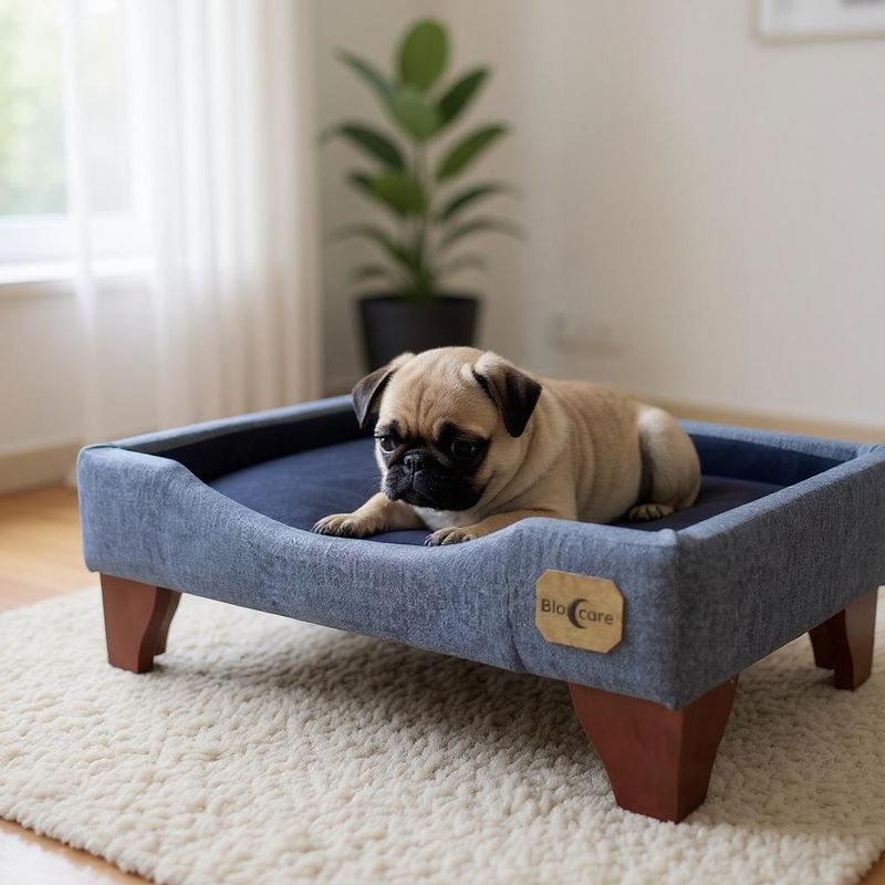 BLOCCARE - Cama de Mascotas - Talla S 55x40 cm  Patas De Madera 11 cm