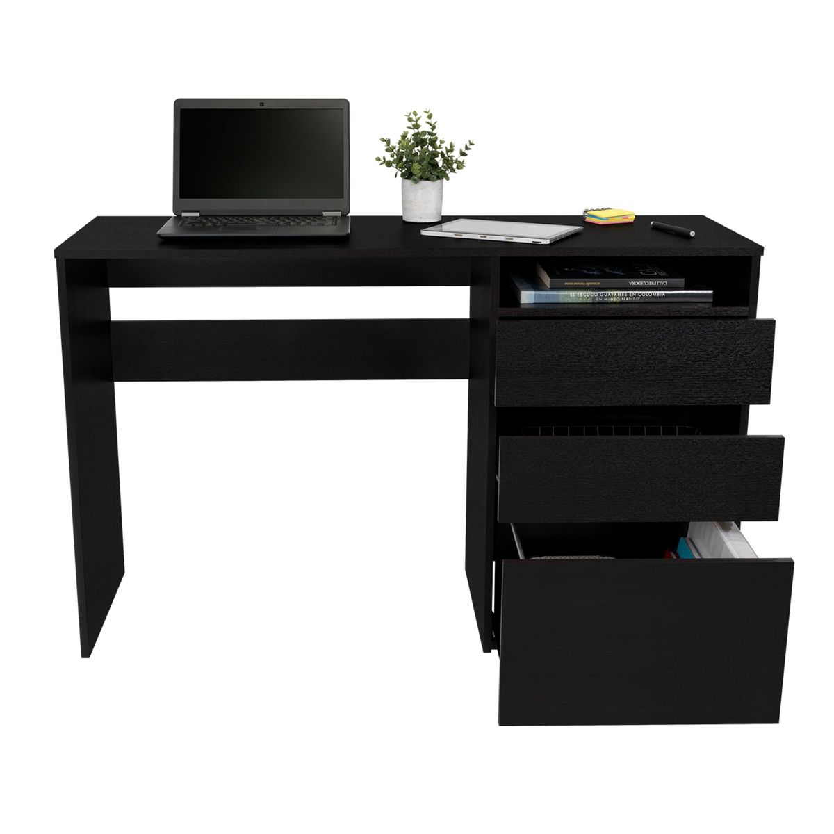 TUHOME - Escritorio Con 3 Cajones Dublin Wengue 75X1205X421 Cm