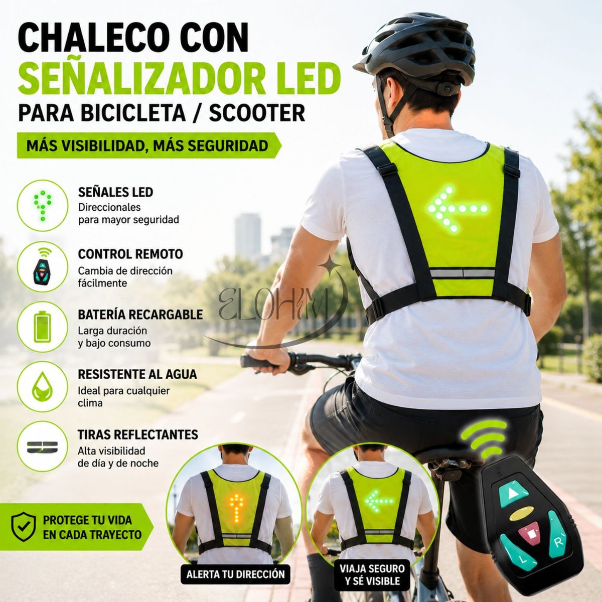 MOVI - CHALECO CON SEÑALIZADOR LED PARA BICICLETA SCOOTER