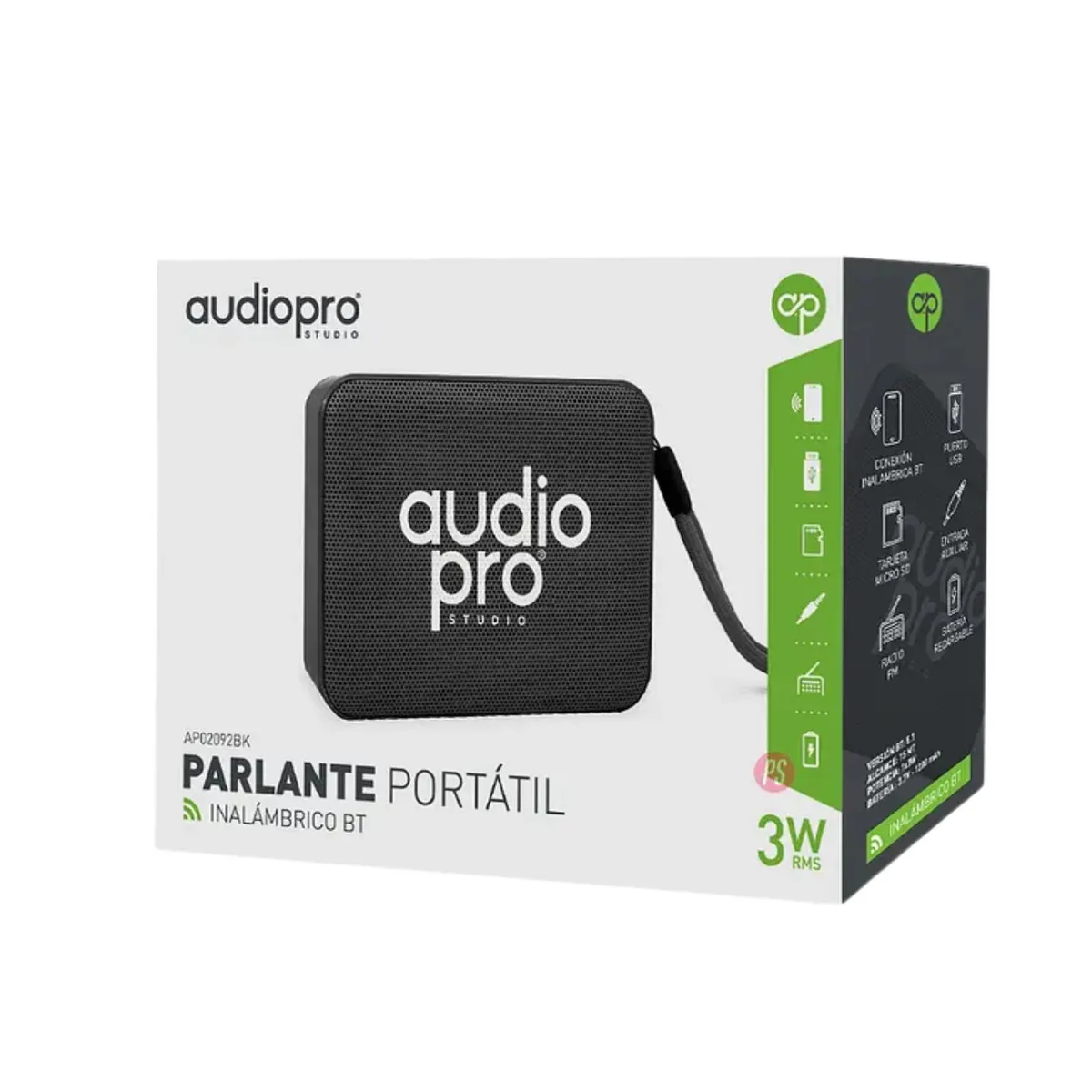 AUDIO PRO - Parlante Portátil Bluetooth 3w Ap Negro - PS