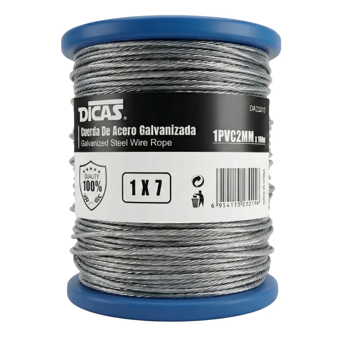 DICAS - Piola Cable De Acero Forrado Pvc 1 Mm 100 Metros Dicas