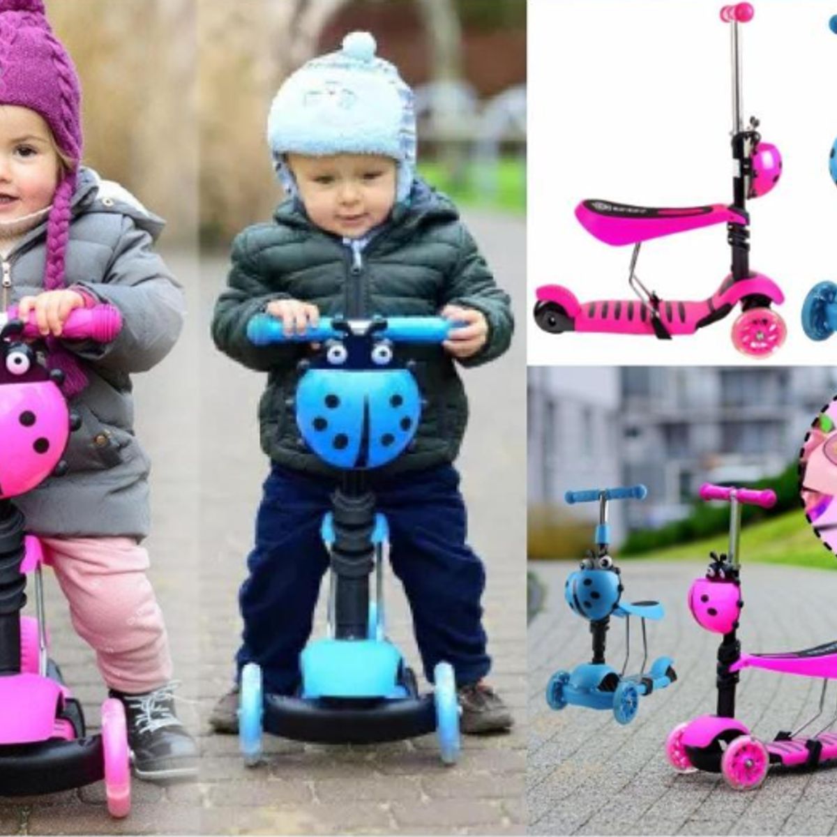 GENERICO - Monopatin Scooter Chinita 3 En 1Color Fucsia