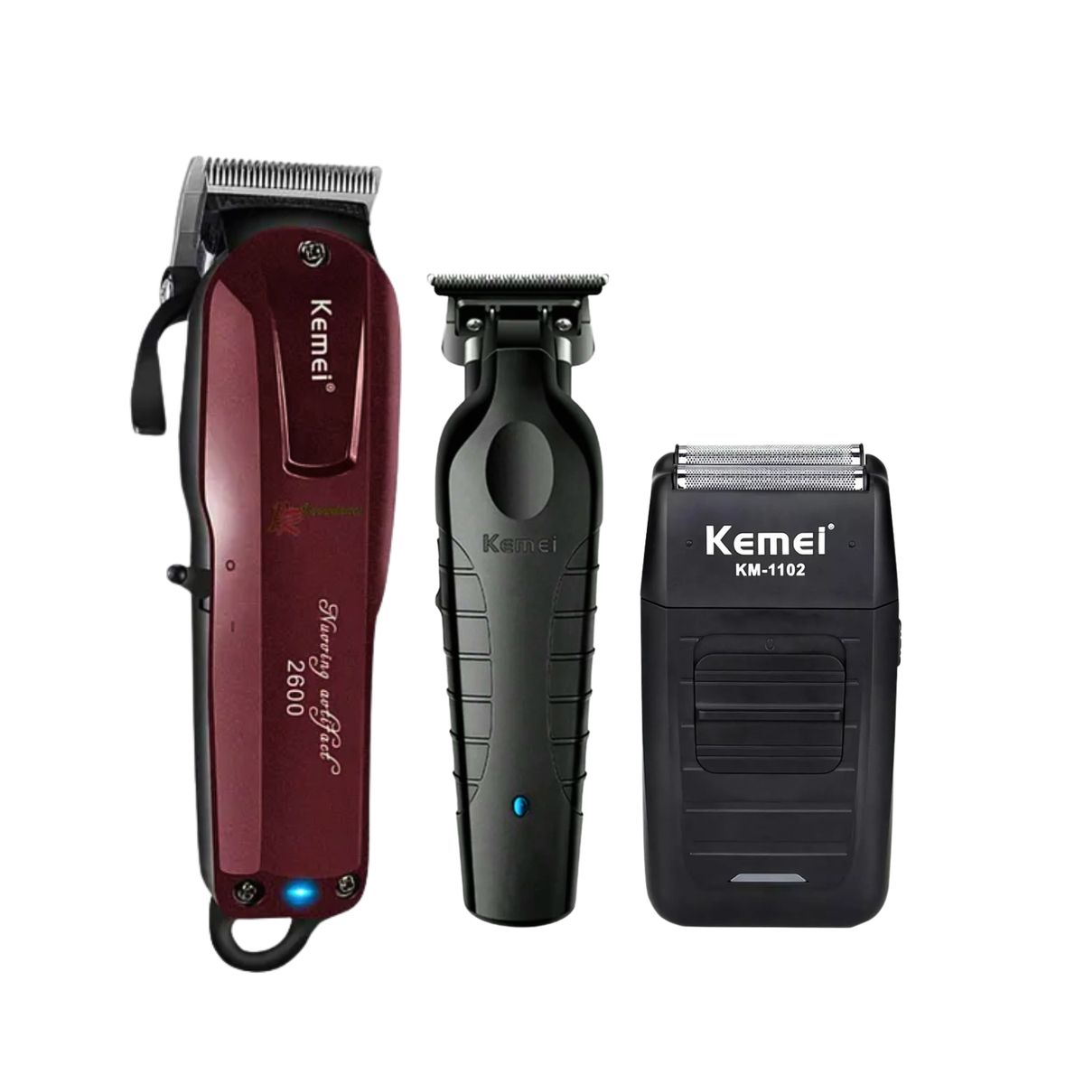 KEMEI - Combo KEMEI Clipper KM2600 Trimmer KM2299 y Shaver KM1102