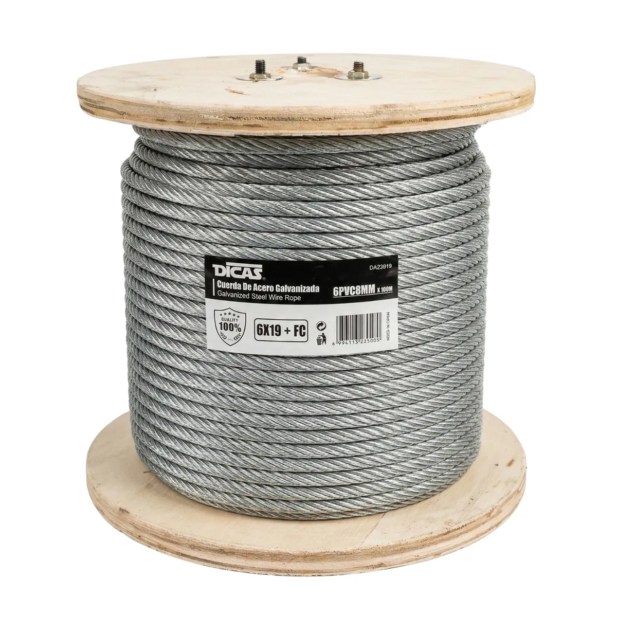 DICAS - Piola Cable De Acero Forrado Pvc 6 Mm 100 Metros Dicas