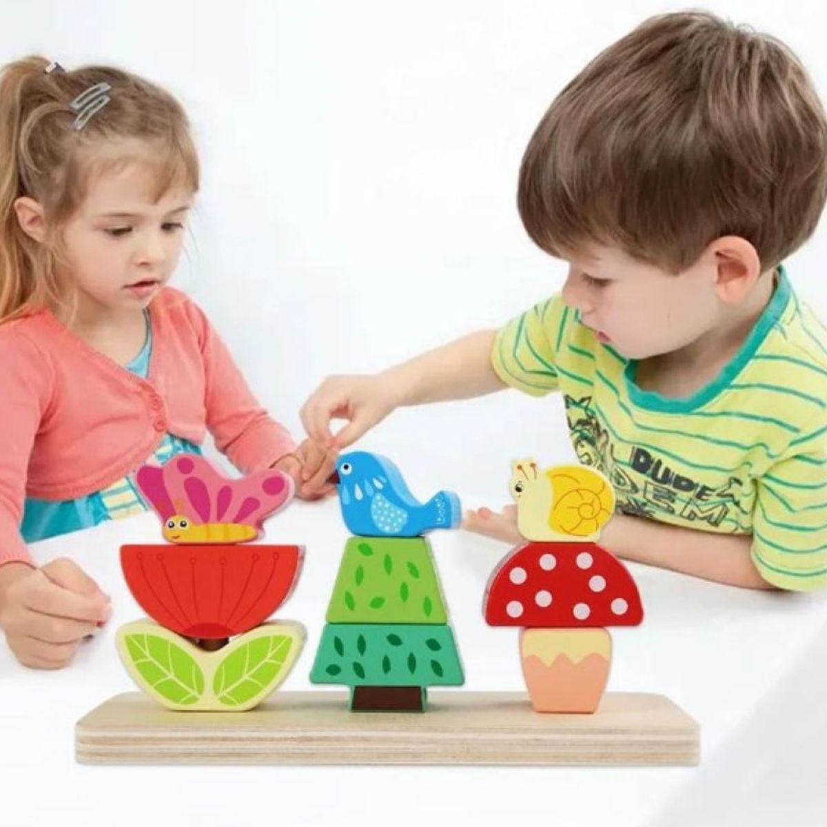 GENERICO - Set encaje Apilable de Madera - Flores y Animales