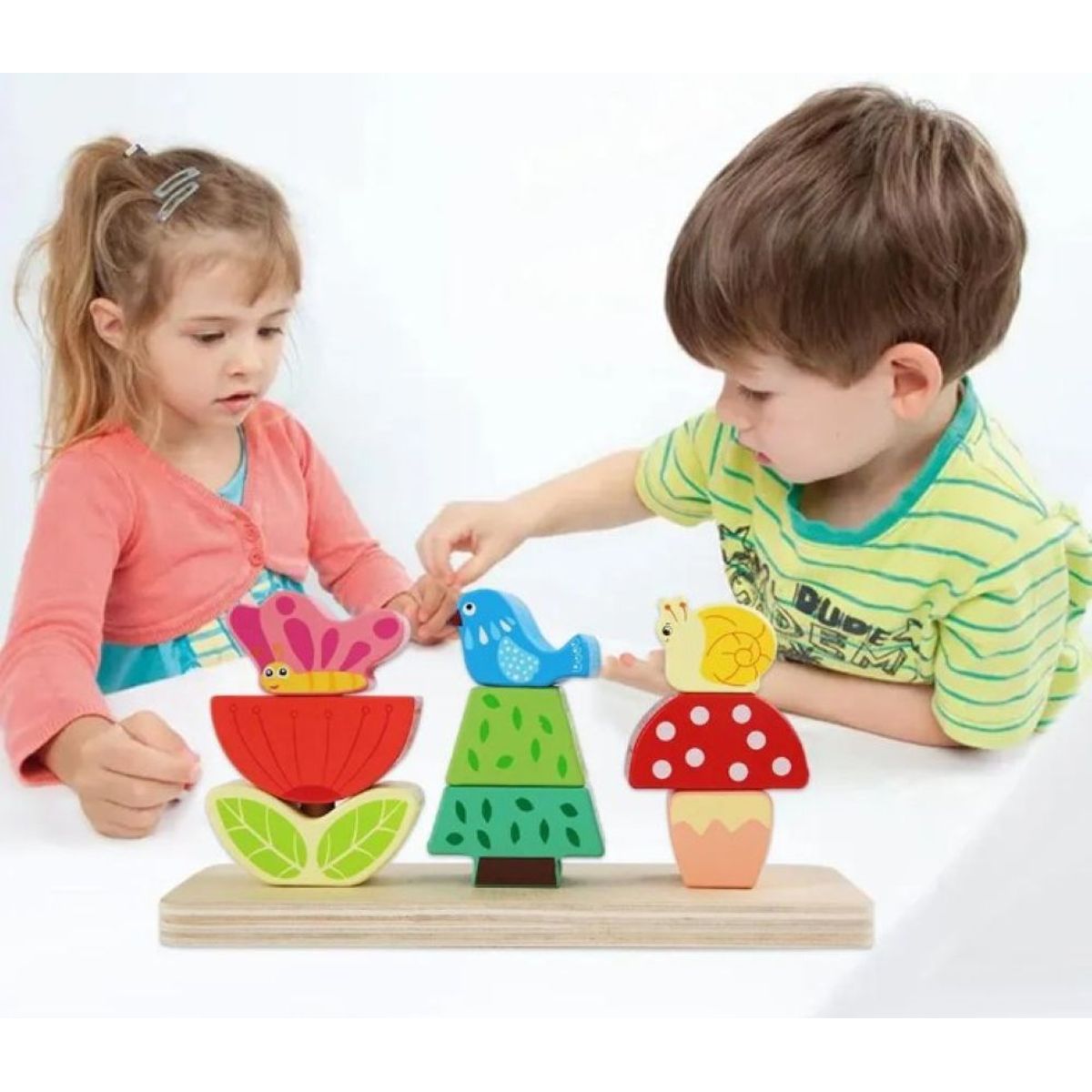 GENERICO - Set encaje Apilable de Madera - Flores y Animales