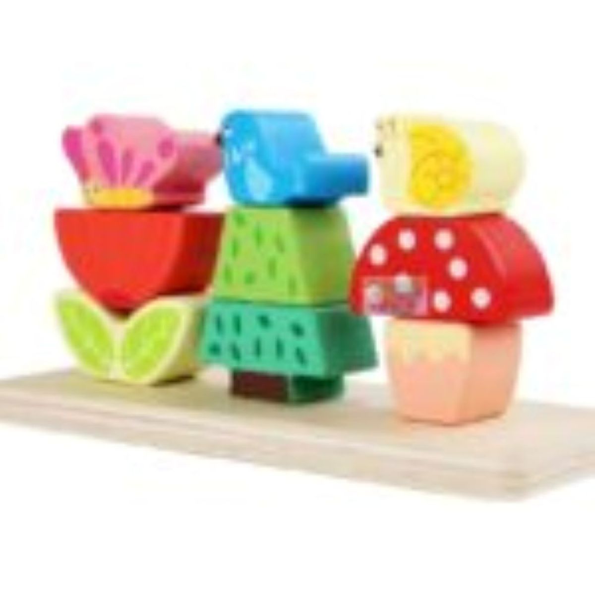 GENERICO - Set encaje Apilable de Madera - Flores y Animales