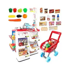 GENERICO - Minisupermercado juguete rojo con carrito y registradora