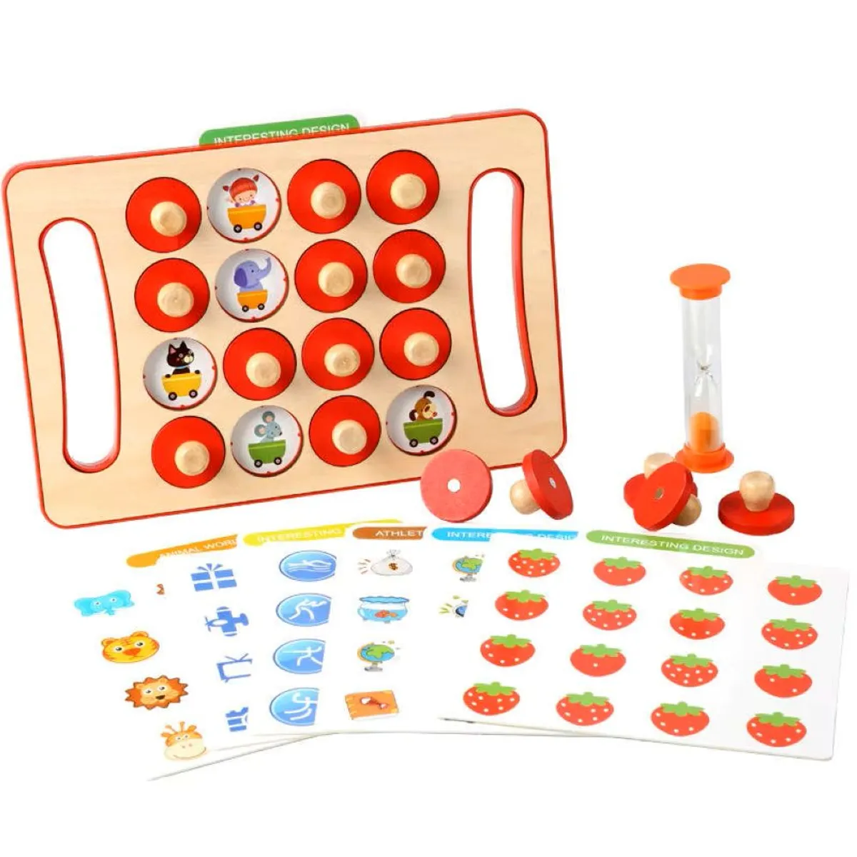 GENERICO - Juego de memoria memorice visual con reloj de arena Piezas Juego Rol Educativo Montessori