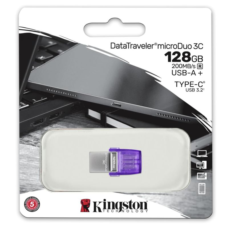 KINGSTON - Pendrive Kingston Datatraveler Microduo 3c 128 GB USB 3.2