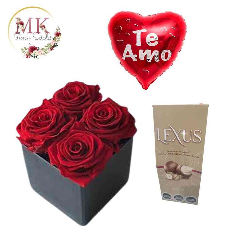 GENERICO - Box 4 Rosas Bombones Lexus y Globito