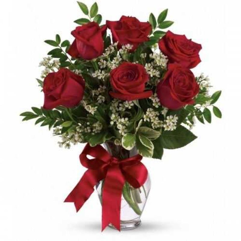GENERICO - Florero de 8 Rosas Rojas