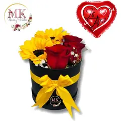GENERICO - Box Especial 2 Girasoles 3 Rosas y Globito