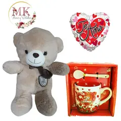 GENERICO - Peluche Oso 30cm Taza Te Amo y Globo