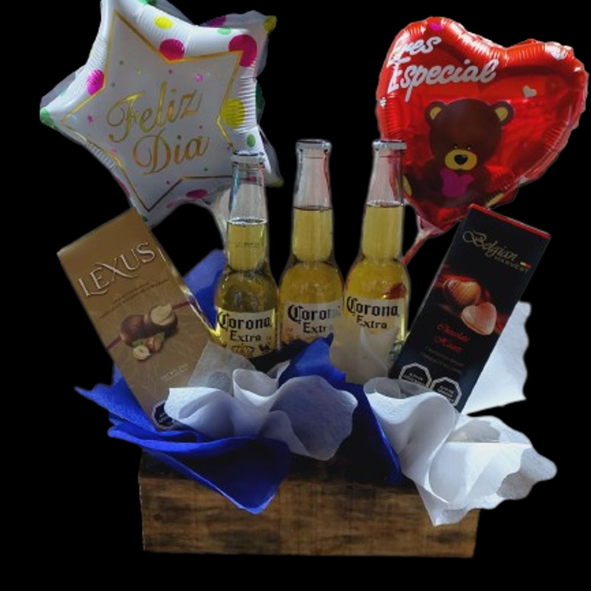 GENERICO - Base con 3 Cervezas Bombones y Globos