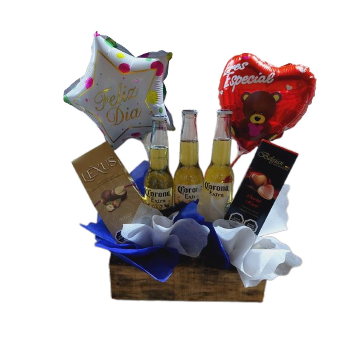 GENERICO - Base con 3 Cervezas Bombones y Globos