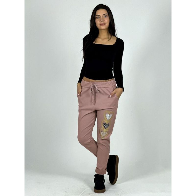 ENIGMATICA BOUTIQUE - Jogger Italiano Estampado Triple Corazón - Verde