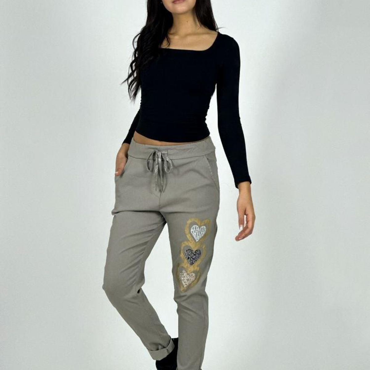 ENIGMATICA BOUTIQUE - Jogger Italiano Estampado Triple Corazón - Verde