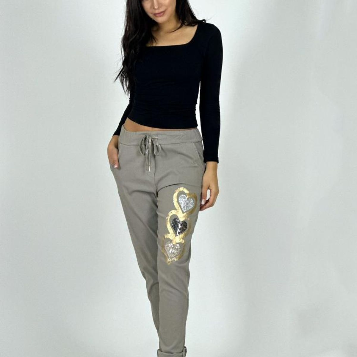 ENIGMATICA BOUTIQUE - Jogger Italiano Estampado Triple Corazón - Verde