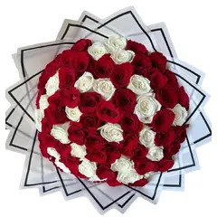 GENERICO - Ramo Buchon 65 Rosas Blanco y Rojo