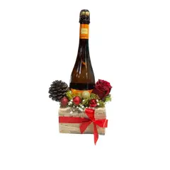GENERICO - Base con Espumante y 2 Rosas en Navidad