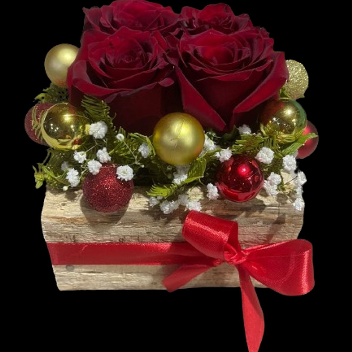 GENERICO - Base con 4 Rosas y adornos de Navidad