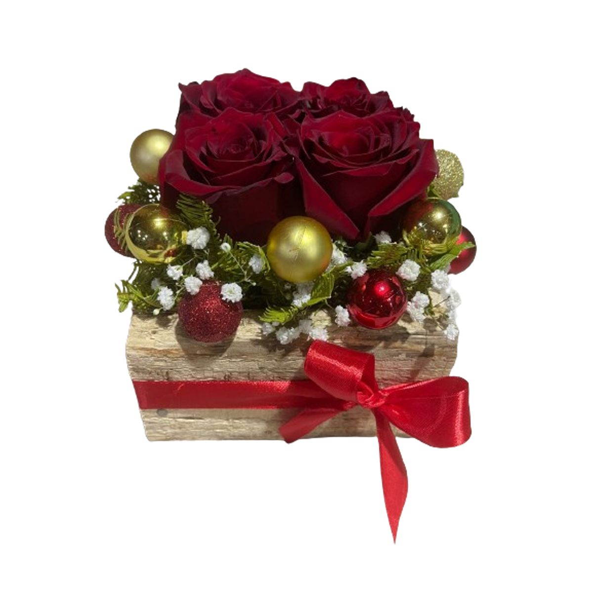 GENERICO - Base con 4 Rosas y adornos de Navidad