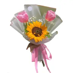 GENERICO - Ramo de 2 Tulipanes y 1 Girasol