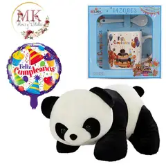GENERICO - Oso Panda 30cm Taza Cumpleaños y Globo