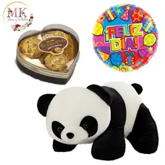 GENERICO - Oso Panda 30cm Bombones Corazón y Globo