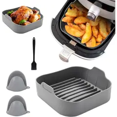 KUANGYE - Bandeja Silicona Para Freidora De Aire Cesto Para Airfryer