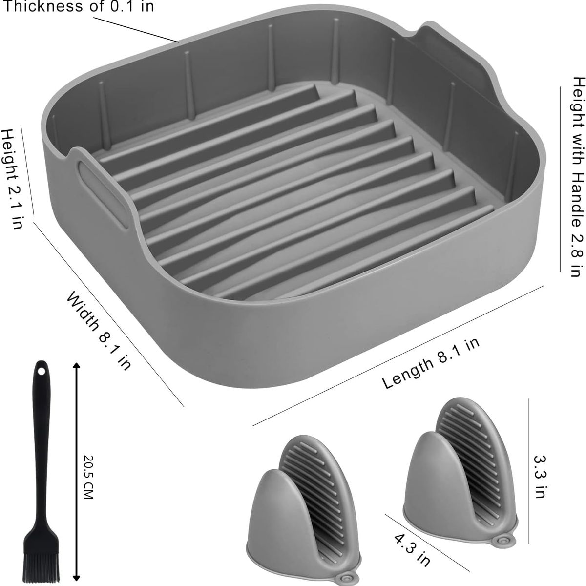 KUANGYE - Bandeja Silicona Para Freidora De Aire Cesto Para Airfryer