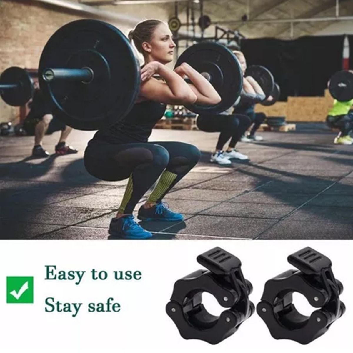 ATURE - Par Collarines Barra Olímpica Topes Abrazaderas Bloqueo 50mm