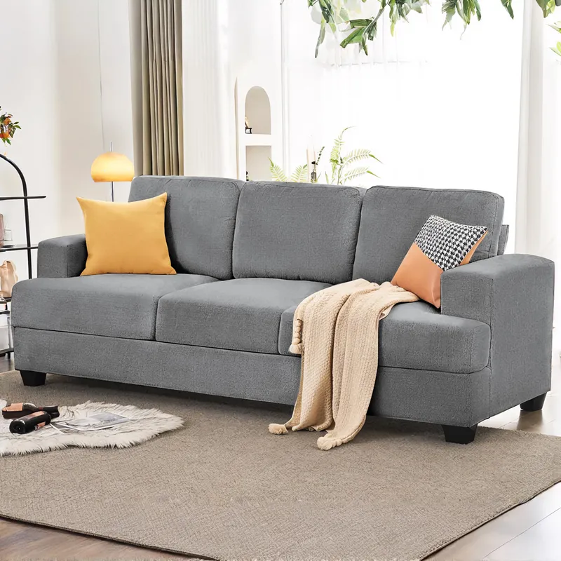 ELEMENT DESIGN - Sofá 3 Cuerpos Catalina en Tela Chenille Gris