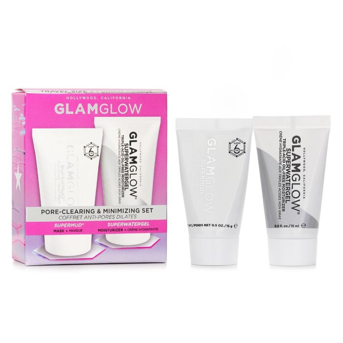 GLAMGLOW - Set Limpiador Facial Supermud 15 G Hidratante Superwatergel Glamglow