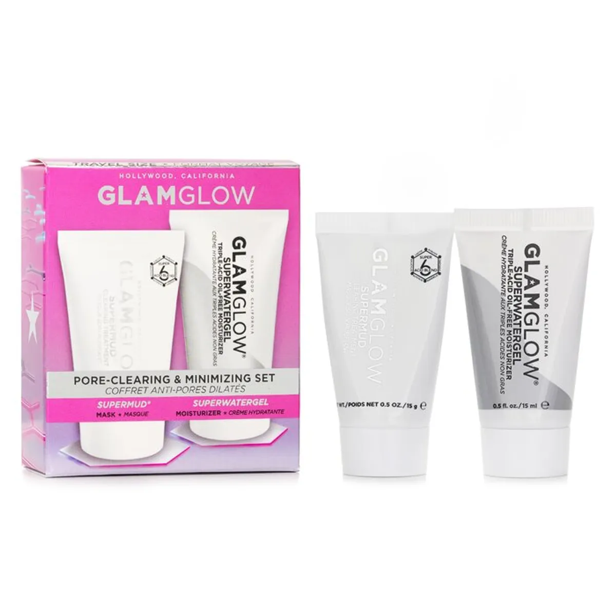 GLAMGLOW - Set Limpiador Facial Supermud 15 G Hidratante Superwatergel Glamglow