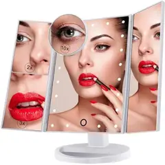 LISM - Espejo Maquillaje 22 Luces Led Aumento X1x2 X3 X10 Giratorio
