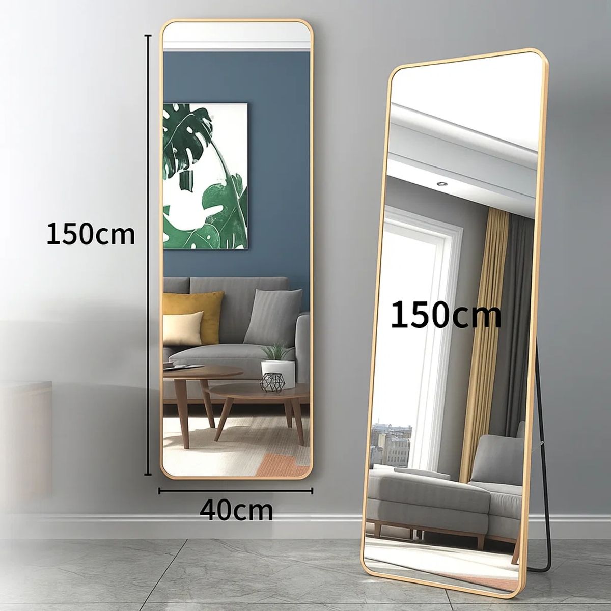 CRUSEC - Espejo Rectangular De Cuerpo Entero 150x40cm Con Soporte…