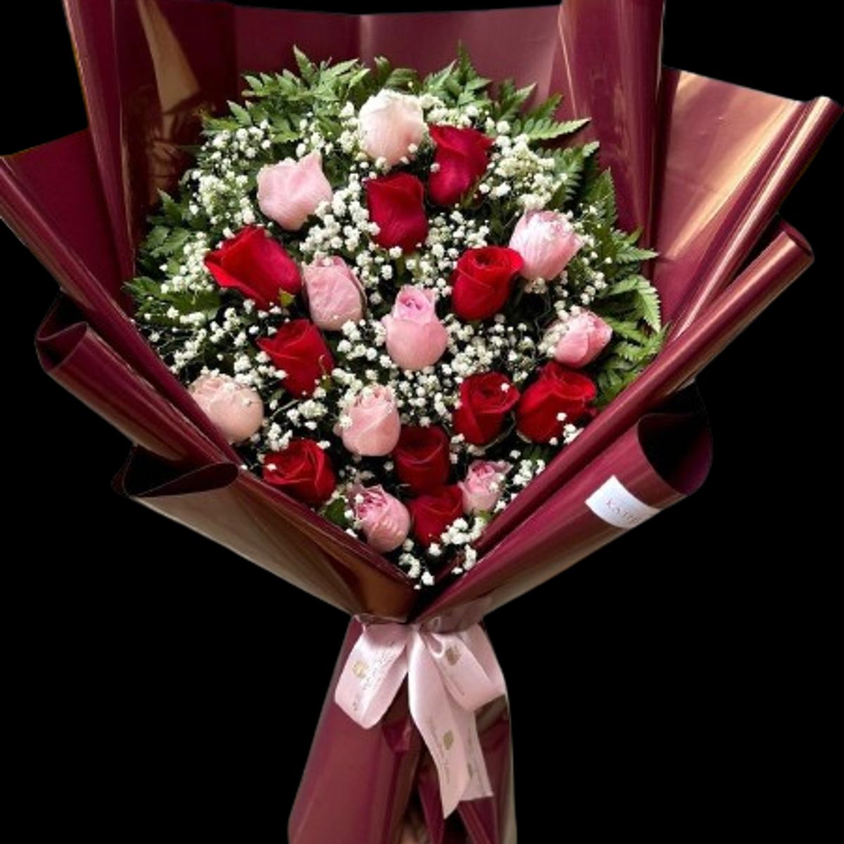 GENERICO - Bouquet Alargado de 20 Rosas Rojas y Rosadas